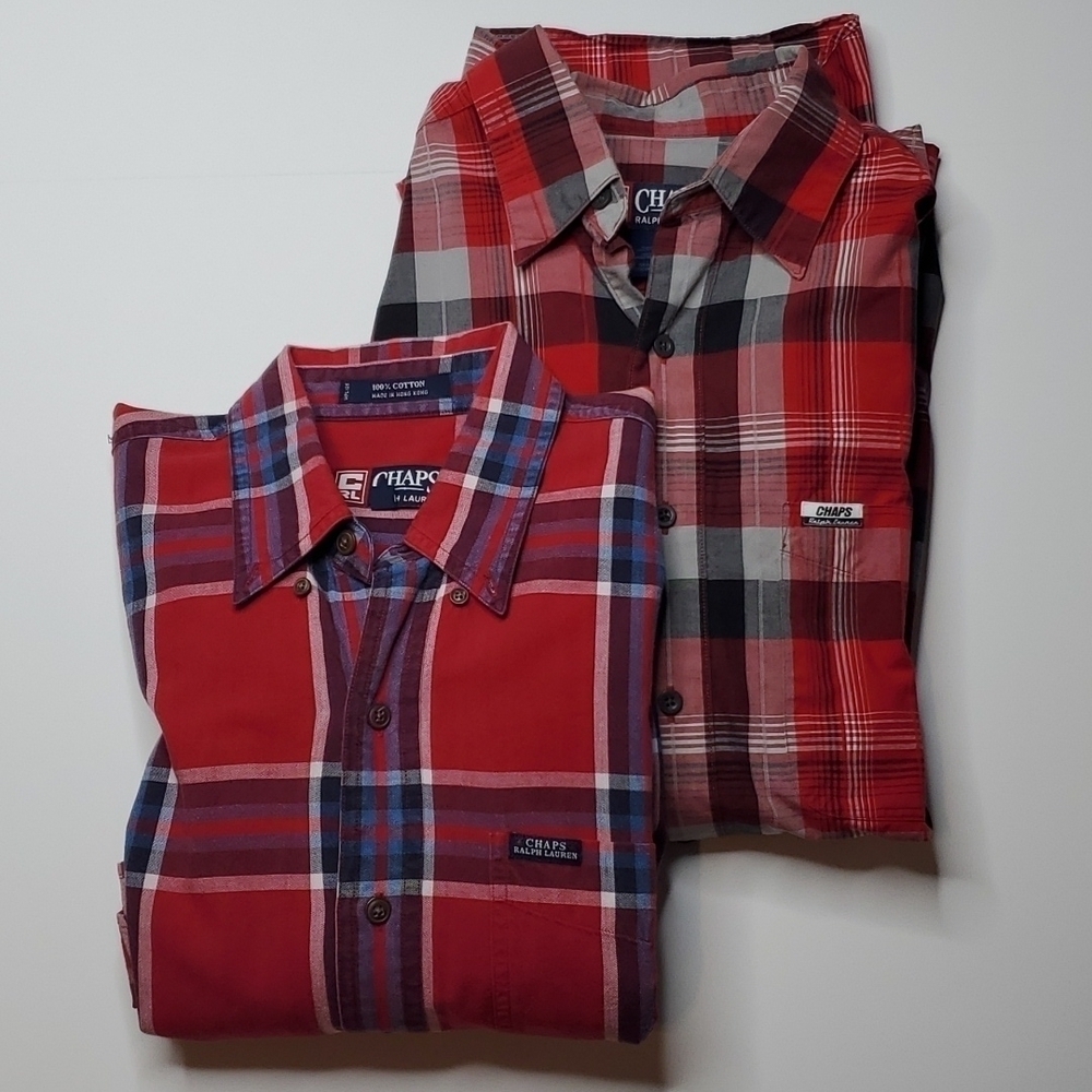 Chaps Ralph Lauren 2 for 1 Red Plaid mens Shirts M